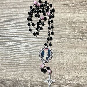 Elegant Black and Pink st. rita Beaded Rosary